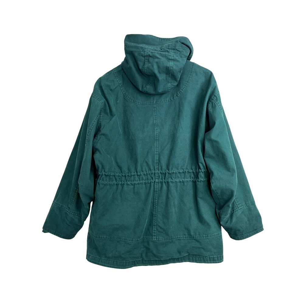 Vintage Express Forest Green Plaid Lined Hooded Anorak Parka Jacket M - Picture 2 of 8